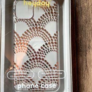 iPhone 11 Pro Max case. Rose gold and clear color pattern. Antimicrobial.